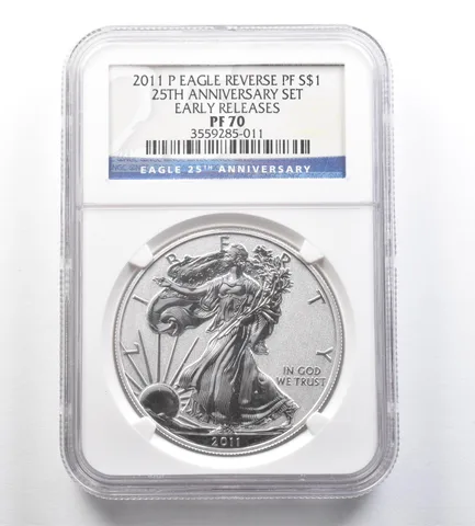 2011-P American Silver Eagle 25th Anniversary Set ER Reverse PF70 NGC a7208
