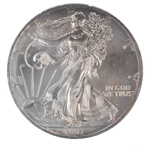 Beautiful Toned - 1997 American Silver Eagle 1 Troy Oz .999 Fine Silver *071