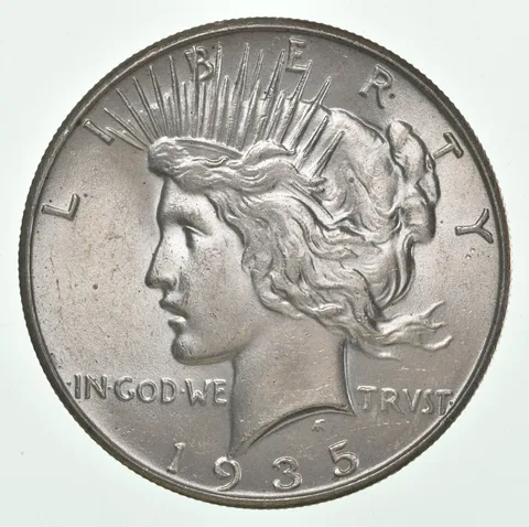 (1) BU 1935 (P) Peace Silver Dollar $1 Unc MS 90% - Philadelphia Mint