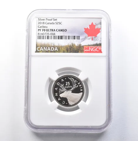 2018 Canada 25 Cents Silver Proof Set Caribou PF70 UCAM NGC a5861