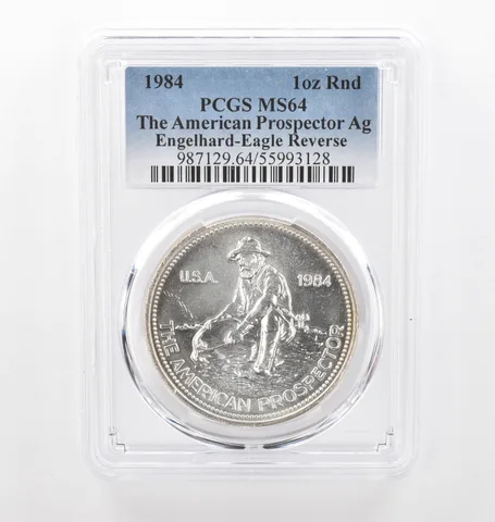 1984 Engelhard Prospector 1 Oz Silver Eagle Reverse MS64 PCGS Nice Tone *2186