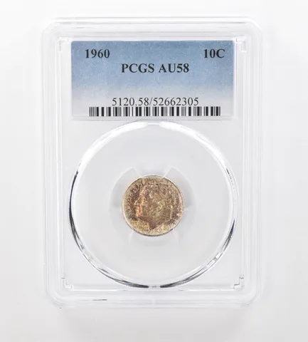 1960 Roosevelt Dime AU58 PCGS Beautiful Tone *1019