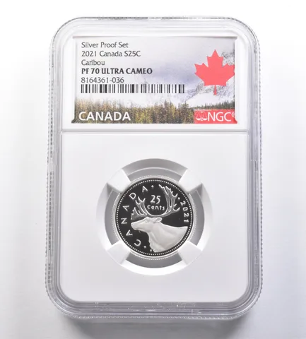 2021 Canada 25 Cents Silver Proof Set Caribou PF70 UCAM NGC *7093