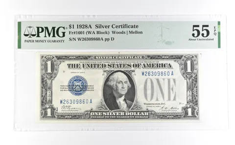 1928 A $1 Silver Certificate Fr#1601 About Unc 55 EPQ PMG a6979