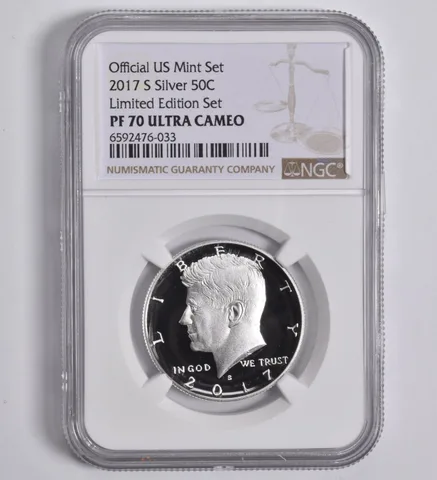 2017-S Kennedy Half Dollar Silver Limited Edition PF70UCAM NGC BROWN Lbl
