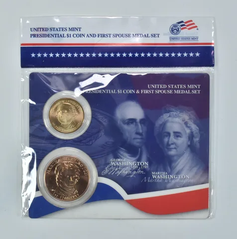 2007 Presidential $1 & First Spouse Medal Set - George & Martha Washington