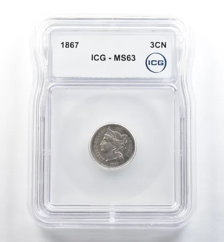 1867 Three Cent Nickel MS63 ICG *3705