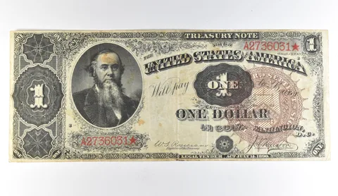 1890 $1 US Treasury Note Star Note Red Seal *1668