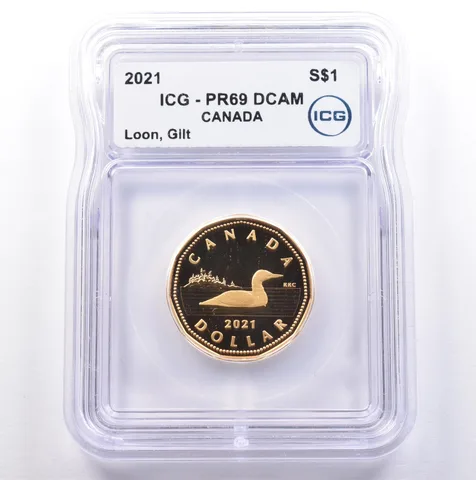 2021 Canada 1 Dollar Silver Loon Gilt PR69 DCAM ICG *9018