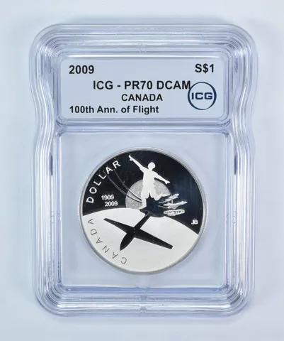 2009 Canada 1 Dollar Silver Flight 100th Anniversary PR70 DCAM ICG