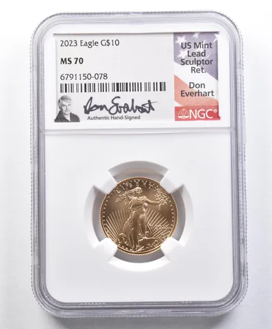 2023 $10 American Gold Eagle Don Everhart 1/4 Oz Gold MS70 NGC *1614