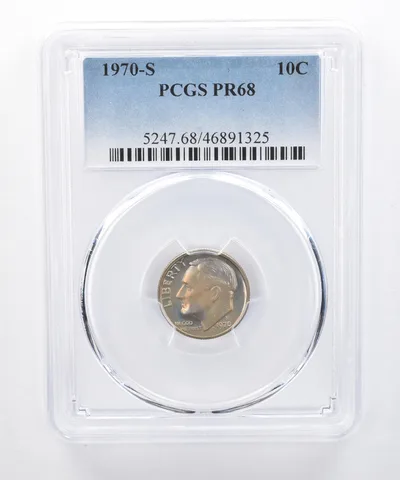 1970-S Roosevelt Dime PR68 PCGS Beautiful Tone *8334