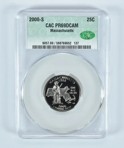 2000-S Washington State Quarter Massachusetts PR69 DCAM CAC CACg