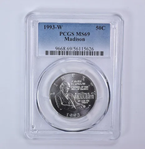 1993-W James Madison Commemorative Half Dollar MS69 PCGS