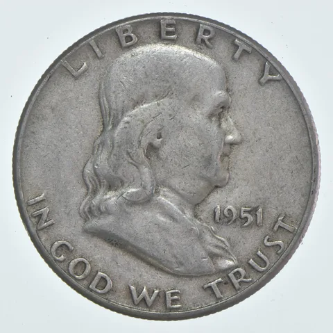 1951 (P) Franklin Half Dollar Circulated 90% Silver (1pc)