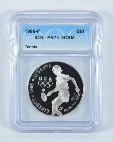 1996-P Olympic Tennis Commemorative Silver Dollar PR70 DCAM ICG