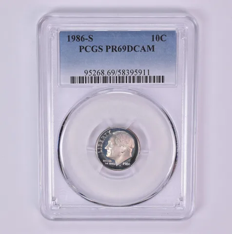 1986-S Roosevelt Dime PR69 DCAM PCGS Beautiful Tone *1521