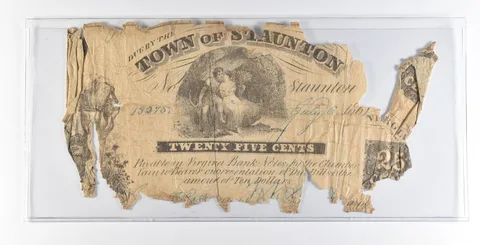 1861 25 Cents Staunton VA Obsolete Note *8931