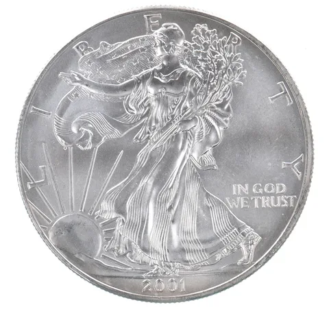 Beautiful Toned - 2001 American Silver Eagle 1 Troy Oz .999 Fine Silver *095