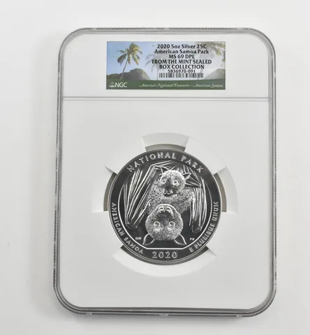 2020 5 Oz Silver Quarter ATB American Samoa MS69 DPL NGC *1643