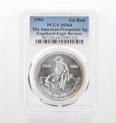 1984 Engelhard Prospector 1 Oz Silver Eagle Reverse MS64 PCGS Nice Tone a2185