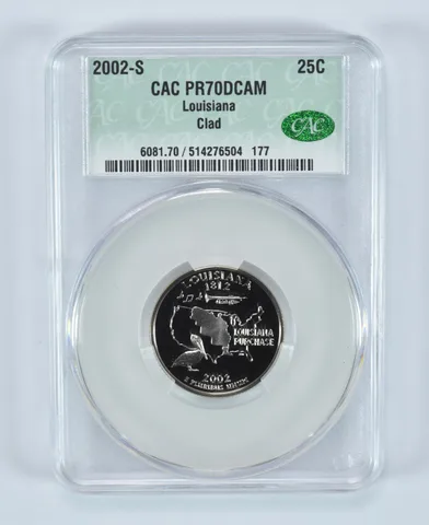 2002-S State Quarter Louisiana Clad PR70 DCAM CAC CACg