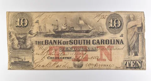 1852 $10 Charleston SC Bank Of South Carolina Obsolete Note *3842