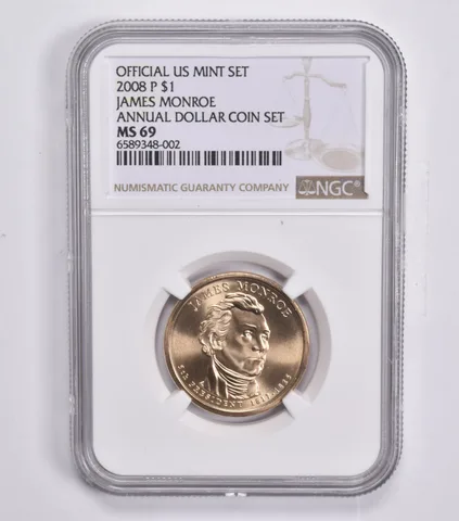 2008-P Presidential $1 James Monroe Annual Set MS69 NGC US Mint