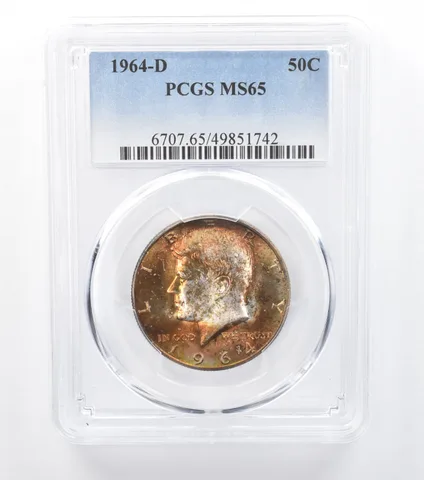 1964-D Kennedy Half Dollar MS65 PCGS Beautiful Orange Tone *7785