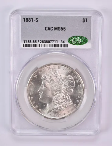 1881-S Morgan Silver Dollar MS65 CAC CACg