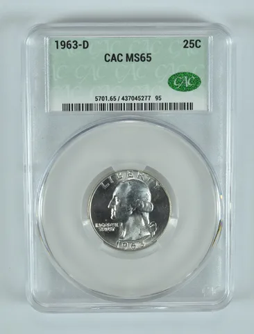 1963-D Washington Quarter MS65 CAC CACg