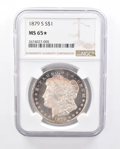 1879-S Morgan Silver Dollar MS65* STAR NGC Peripheral Tone a2166