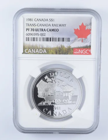 PF70 UCAM 1981 Canada $1 Silver - Trans-Canada Railway - Graded NGC *2431