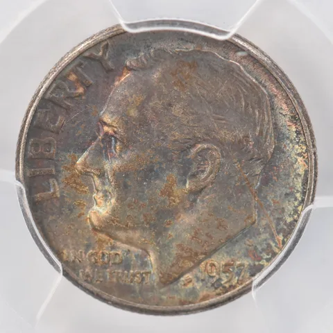 1957 Roosevelt Dime XF45 PCGS Beautiful Tone *0774