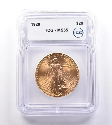 1928 $20 Saint Gaudens Gold Double Eagle MS65 ICG *9220