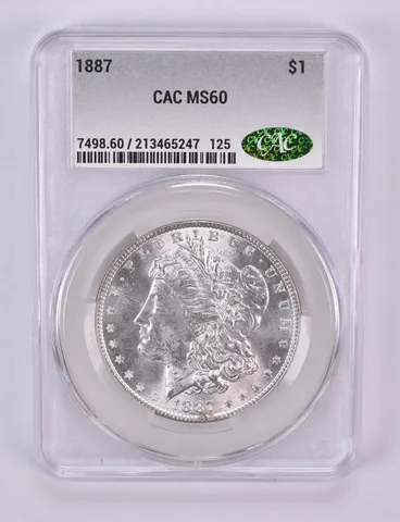 1887 Morgan Silver Dollar MS60 CAC CACg