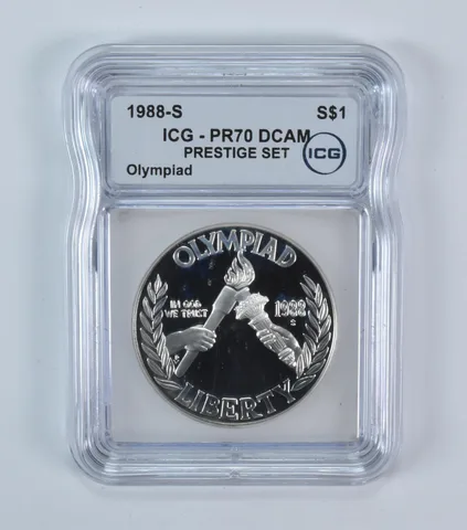 1988-S Olympic Torches Commemorative Silver Dollar Prestige Set PR70 DCAM ICG