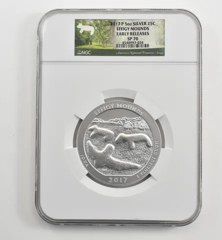 2019-P 5 Oz Silver Quarter ATB Effigy Mounds ER SP70 NGC *1665