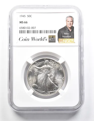 1945 Walking Liberty Half Dollar Miles Standish MS66 NGC a1384