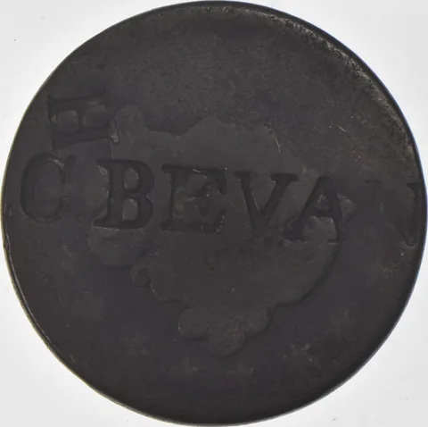 Worn Date Braided Hair Large Cent - Counter Stamped "C. H. Bevan" *9764