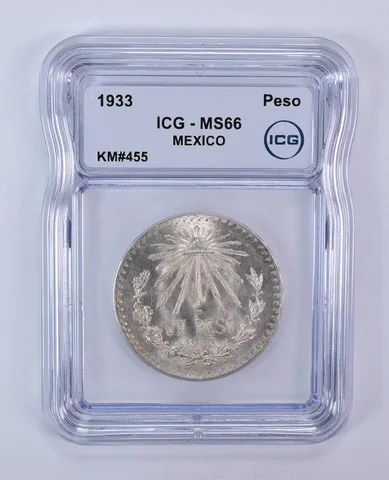 1933 Mexico Peso KM#455 MS66 ICG