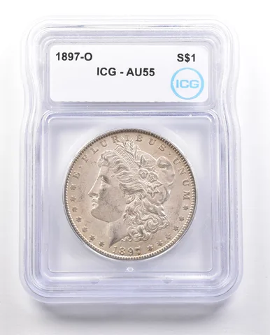 1897-O Morgan Silver Dollar AU55 ICG *3398