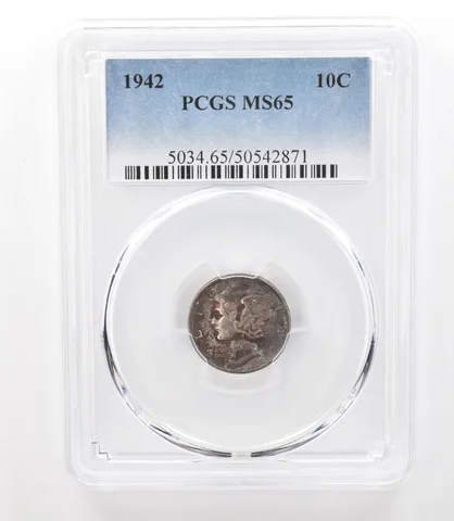 1942 Mercury Dime MS65 PCGS Beautiful Tone *3194
