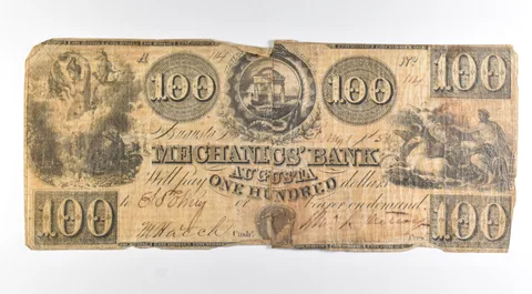 (1851) $100 Augusta GA Mechanics' Bank Note Large Note *8473