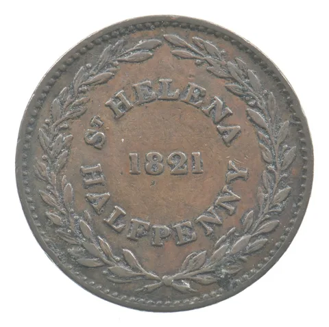 1821 British East Indian Half Penny St Helena *7016