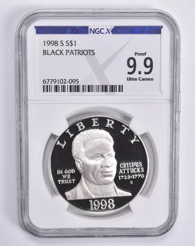 1998-S Black Patriots Commemorative Dollar Proof 9.9 UCAM NGC X NGCX