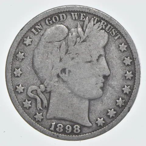 1898 (P) Barber Half Dollar 90% Silver VG Condition