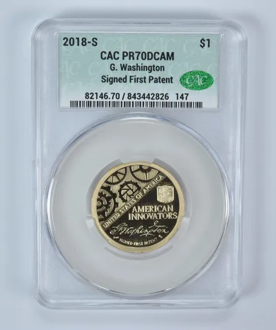 2018-S Innovation $1 George Washington First Patent PR70 DCAM CAC CACg