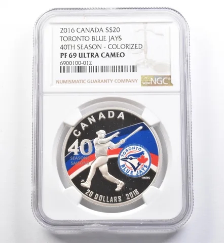 2016 Canada $20 Silver Toronto Blue Jays 40th Season Colorized PF69 NGC a4555