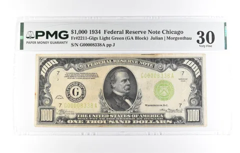 1934 $1,000 Chicago IL FRN Fr#2211-Glgs Light Green Very Fine 30 PMG *2324